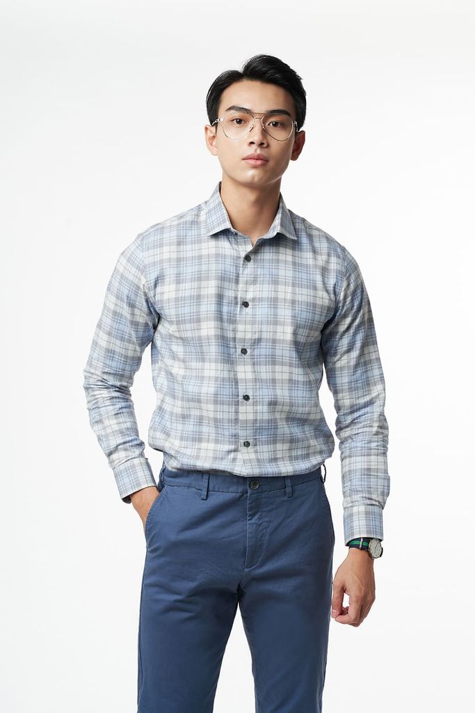 Áo Sơ Mi Caro Nam Cotton Chống Nhăn Tự Nhiên N&M 2110033