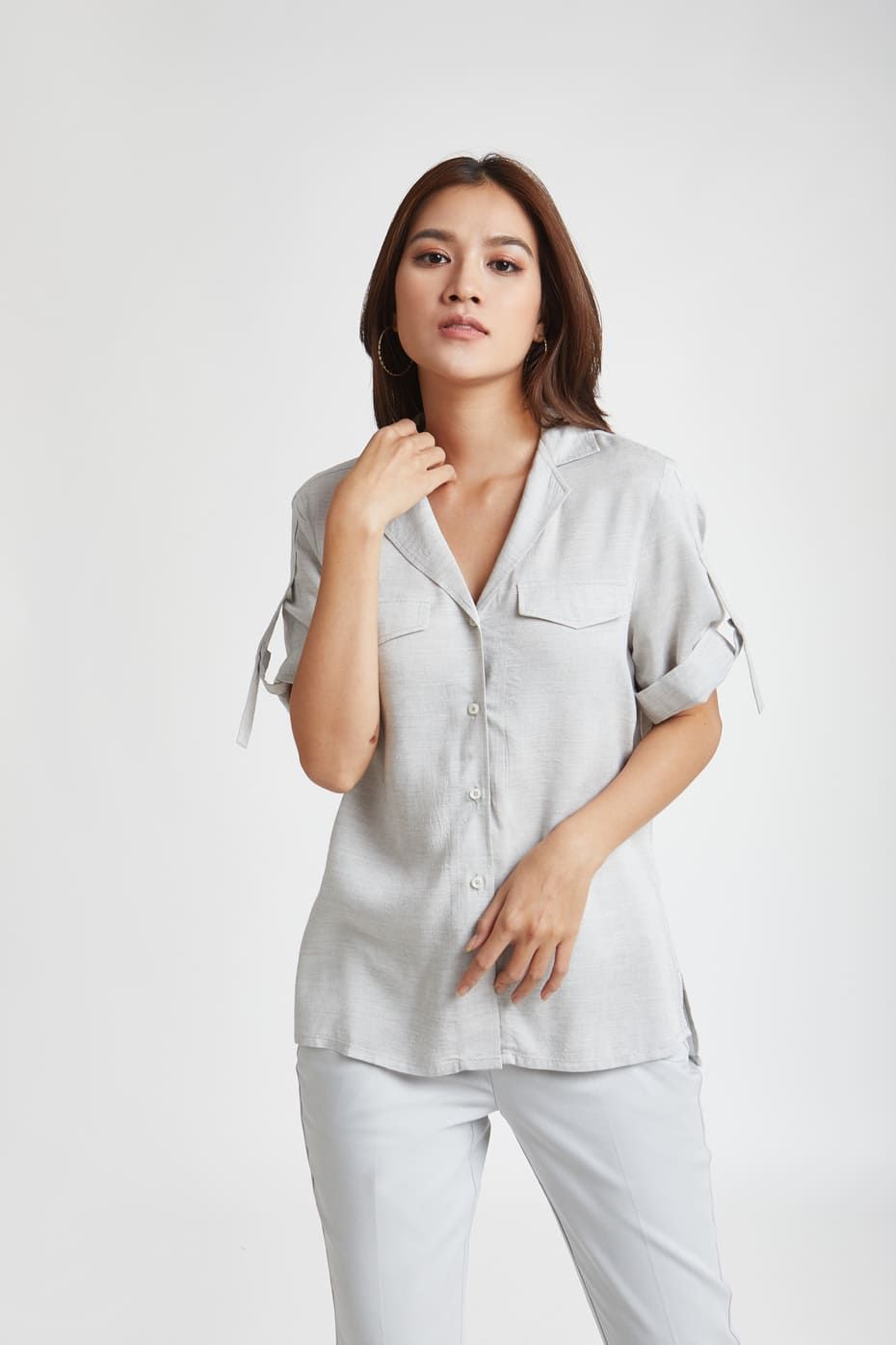 Đầm ngủ sơ mi xuyên thấu kèm 2 dây áo đính đá TK3672 trắng đen   Happyshop