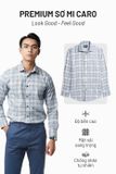 Áo sơ mi caro melange Nam cotton chống nhăn tự nhiên N&M 2110033