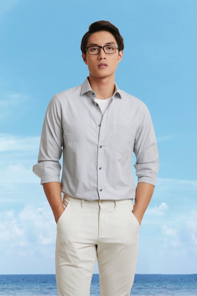 Áo sơ mi sọc Nam tay dài N&M 2101083