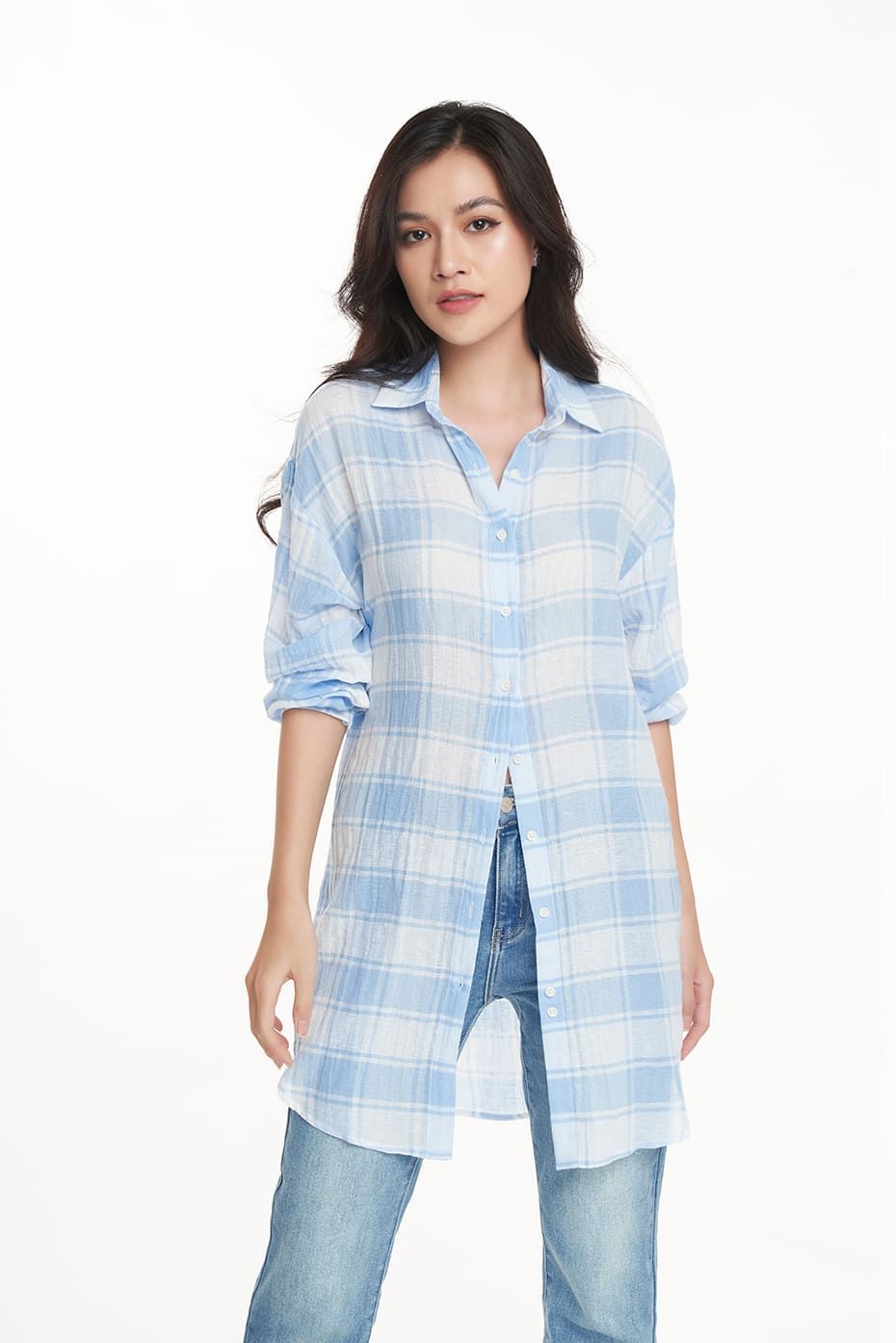 Áo sơ mi khoác Nữ linen cotton NINOMAXX 1901016