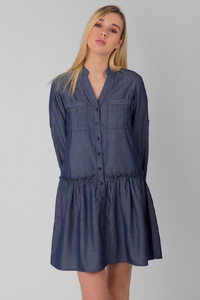 Đầm Jean Nữ tay dài cotton linen NINOMAXX 1905176