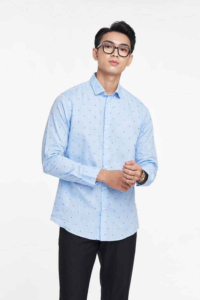 Áo sơ mi Linen Nam tay dài in hoa N&M 1909117