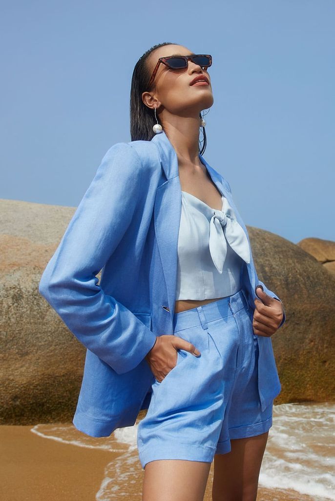 Áo khoác blazer Linen thời trang Nữ N&M 2103007