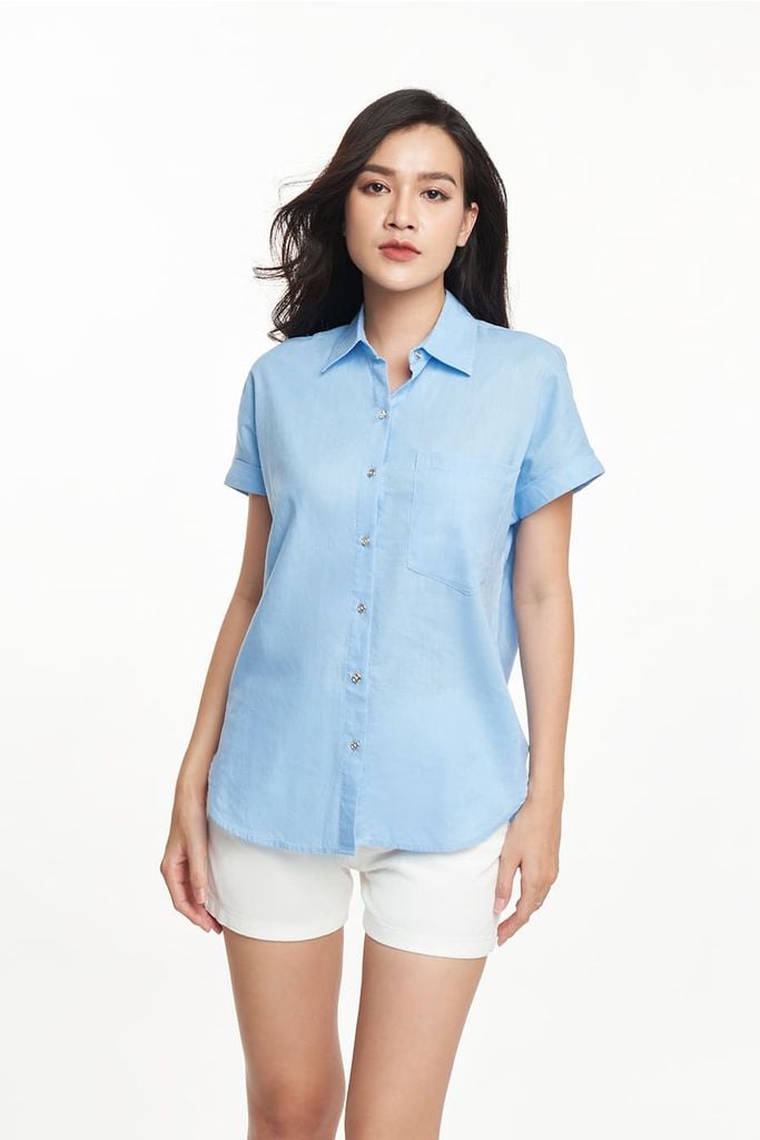 Áo sơ mi linen cotton Nữ NINOMAXX 2212030