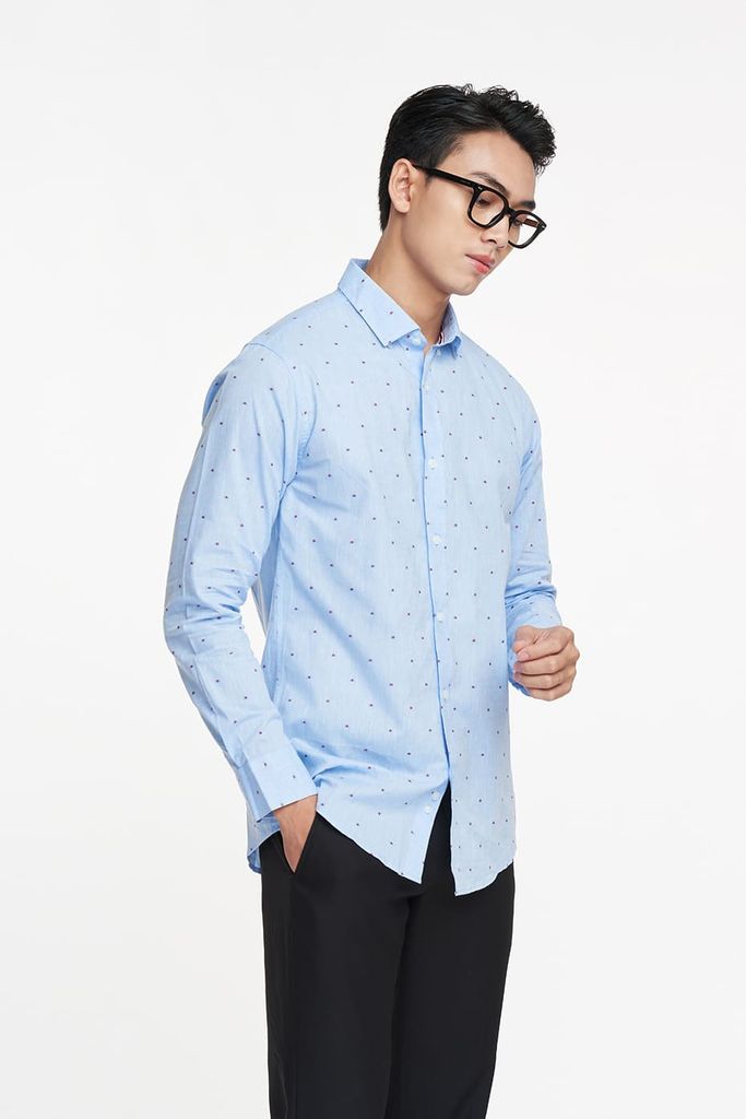 Áo sơ mi Linen Nam tay dài in hoa N&M 1909117