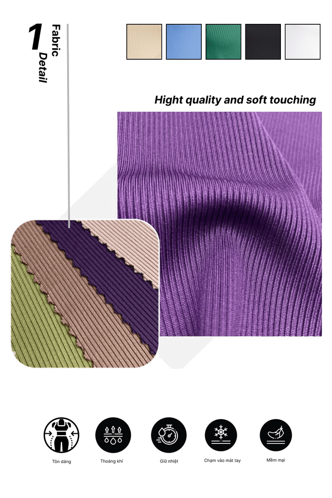 [Size S] Áo Thun Nữ Rib Gân Nổi Cổ Lọ N&M 2205016