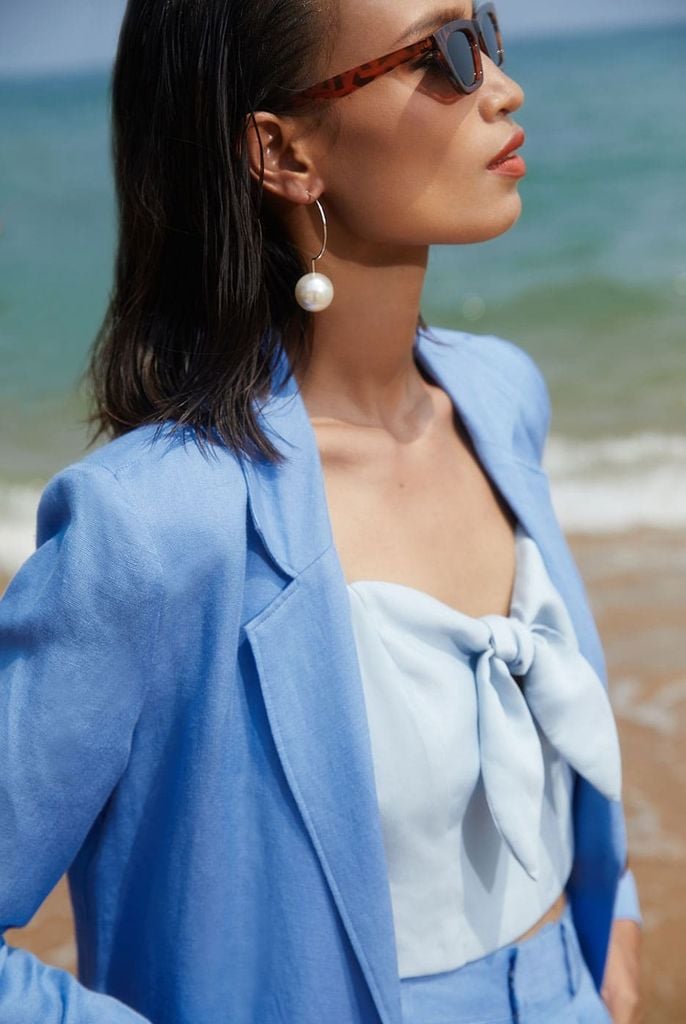 Áo khoác blazer Linen thời trang Nữ N&M 2103007