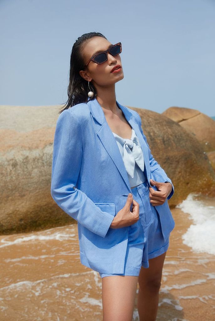 Áo khoác blazer Linen thời trang Nữ N&M 2103007