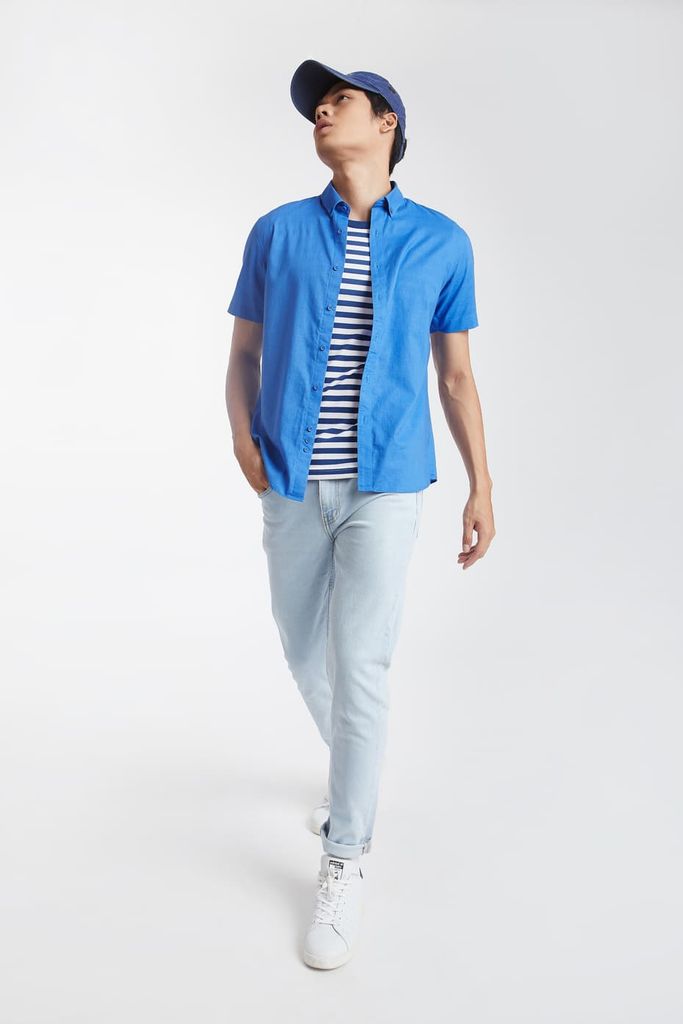 Áo sơ mi Nam Cotton Linen phom slim fit NINOMAXX 1912098