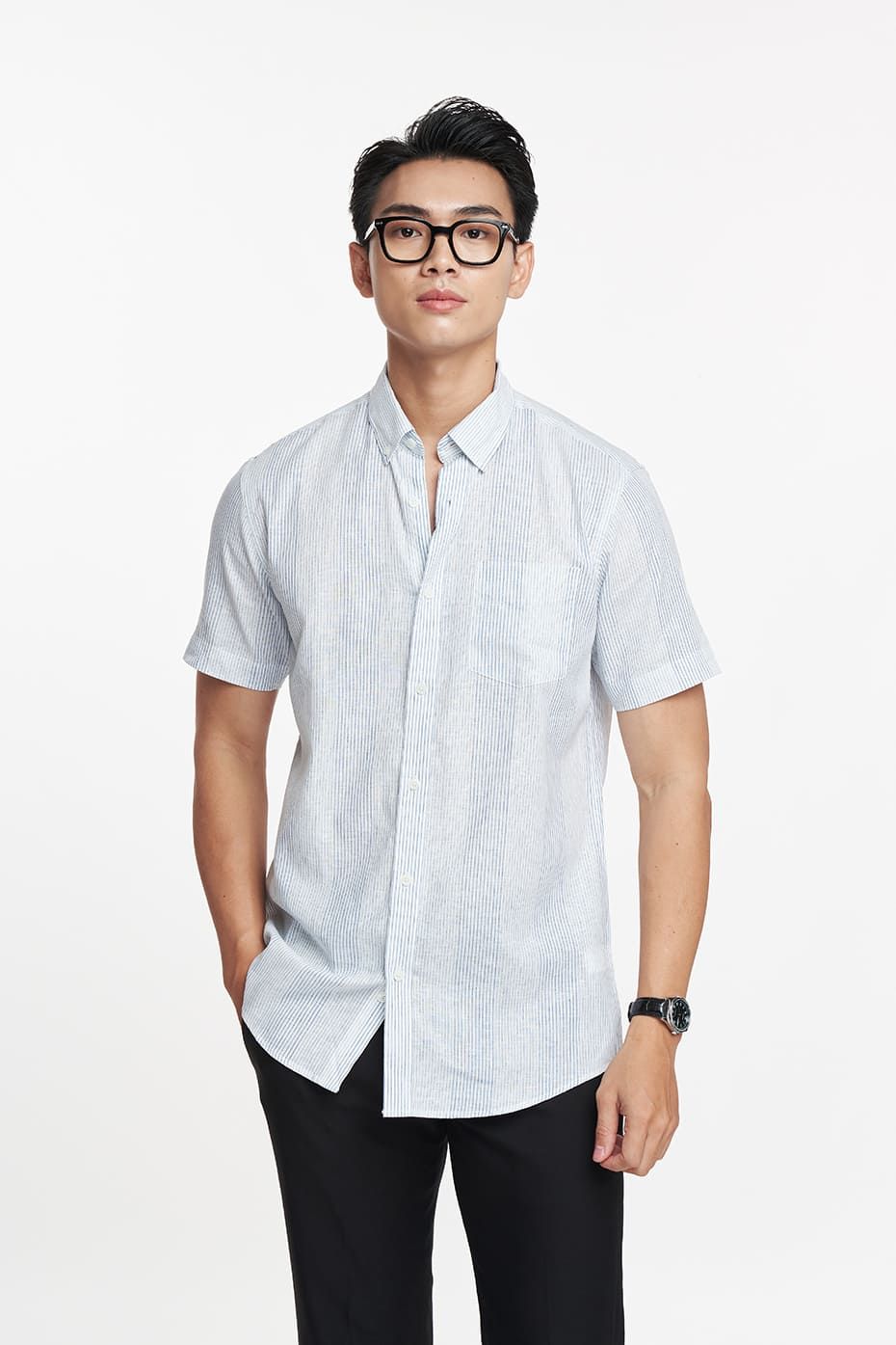 Áo sơ mi Nam tay ngắn linen cotton N&M 1908099