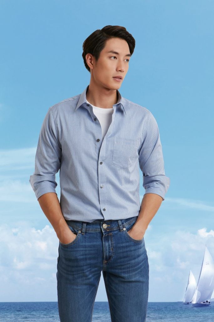 Áo sơ mi sọc Nam tay dài N&M 2101087