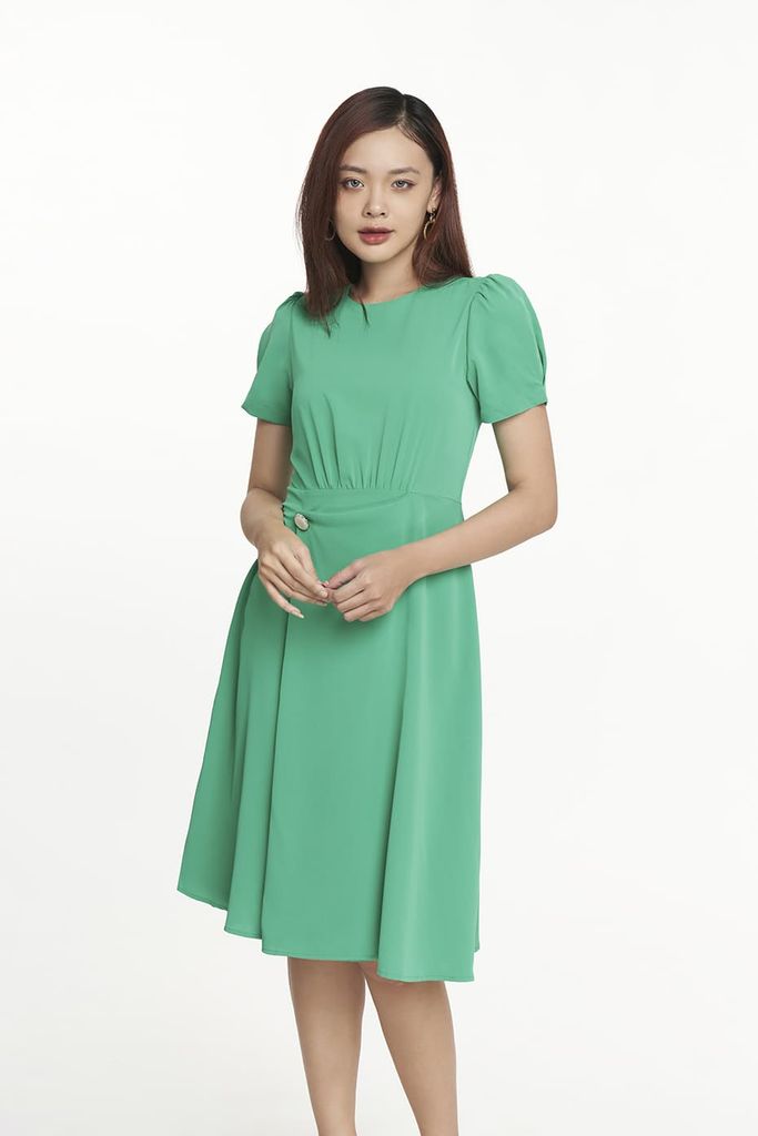 Đầm Nữ vải lụa sen tà đắp chéo N&M 2207025
