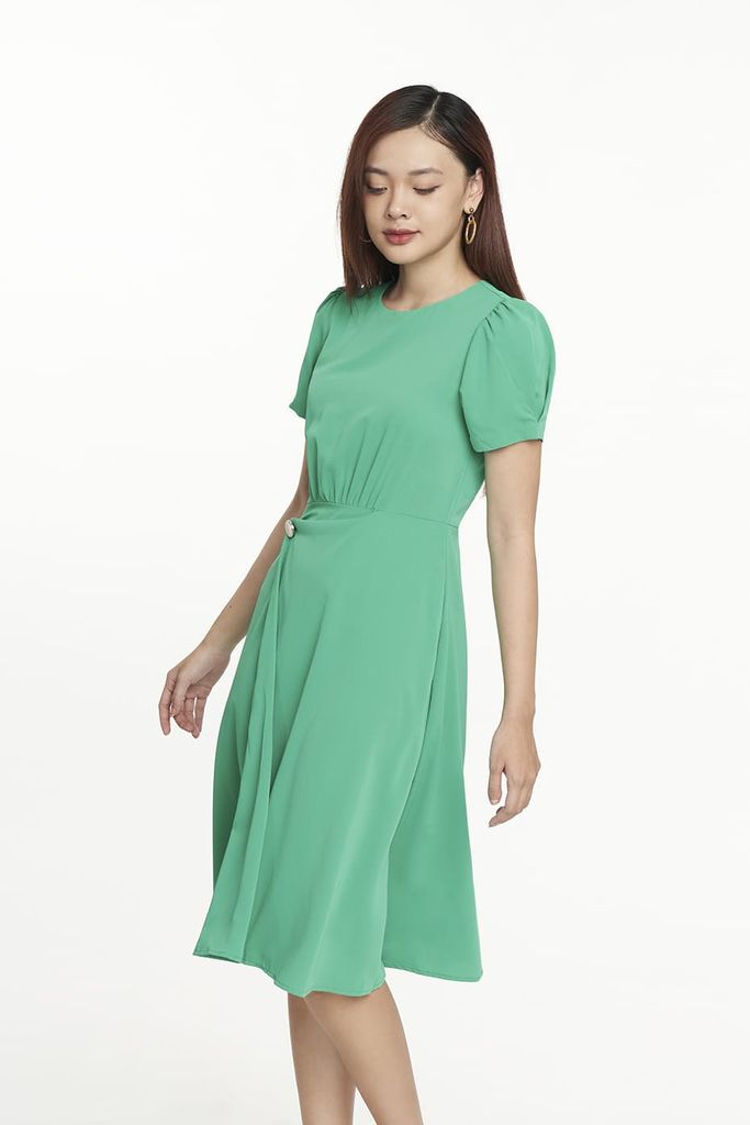 Đầm Nữ vải lụa sen tà đắp chéo N&M 2207025