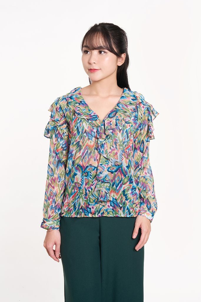 Áo Kiểu In Họa Tiết Nữ Tay Dài 2312011