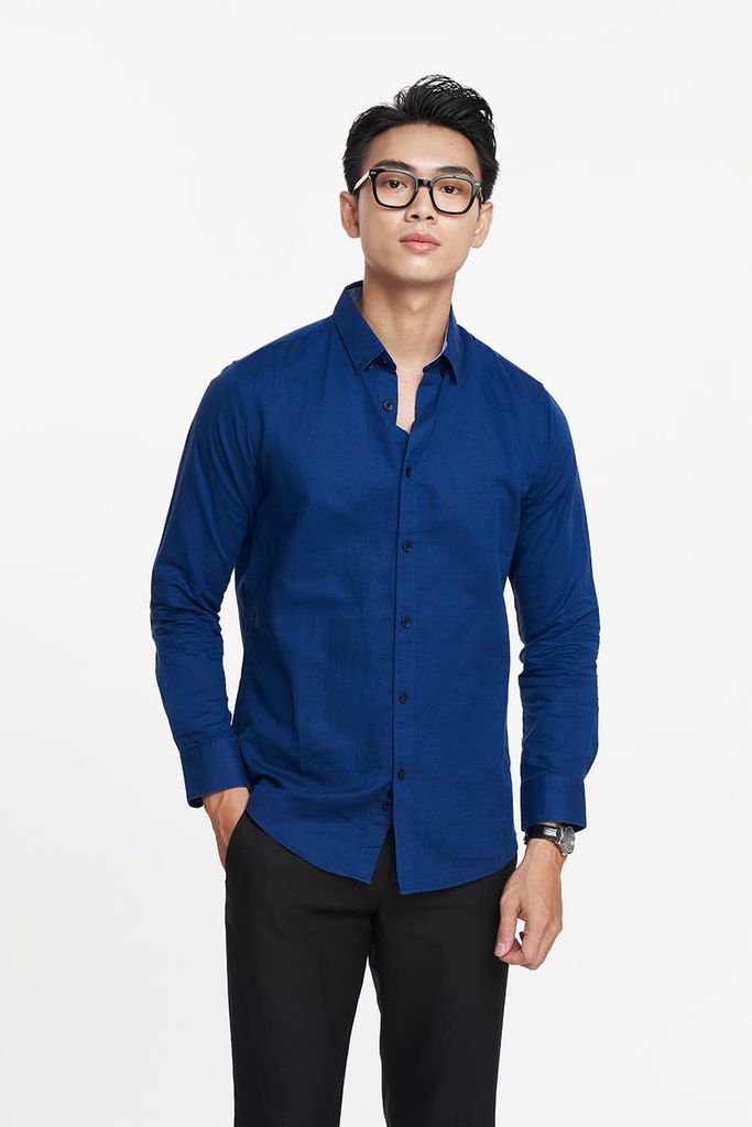 Áo sơ mi Basic Nam linen cotton tay dài N&M 1902028