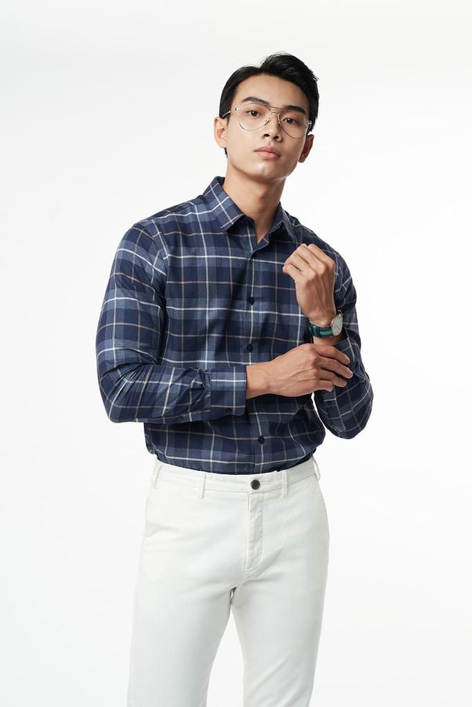 Áo sơ mi Nam caro tay dài cotton  N&M 2110032