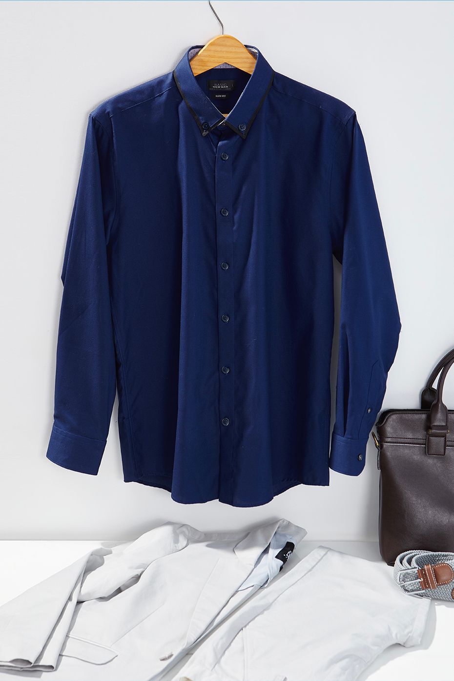 Áo Sơ Mi Tay Dài  Trắng Kẻ Dệt Cotton  Anh Đức  Anh Đức Fashion