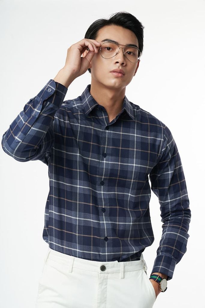 Áo sơ mi Nam caro tay dài cotton  N&M 2110032