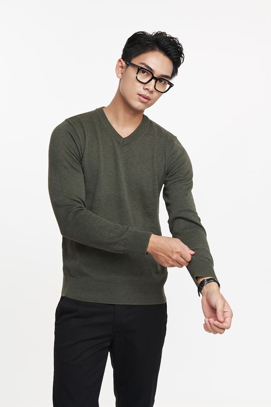 Áo sweater Basic Nam cổ tim N&M 1905066