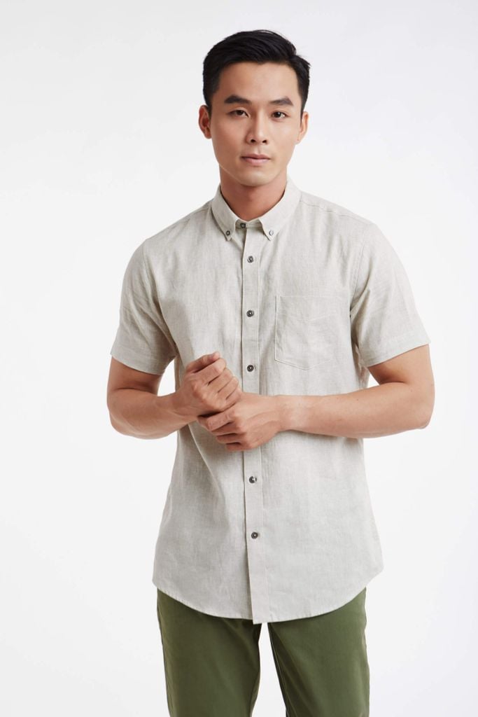 Áo sơ mi Nam tay ngắn linen cotton N&M 1908099