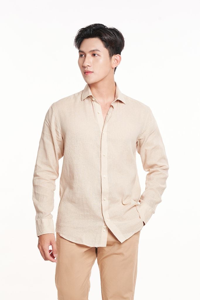 Áo Sơ Mi Basic Tay Dài Nam Linen  Ninomaxx 2311018