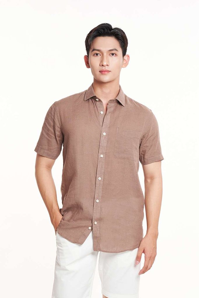 Áo Sơ Mi Basic Nam Linen Tay Ngắn Ninomaxx 2311019