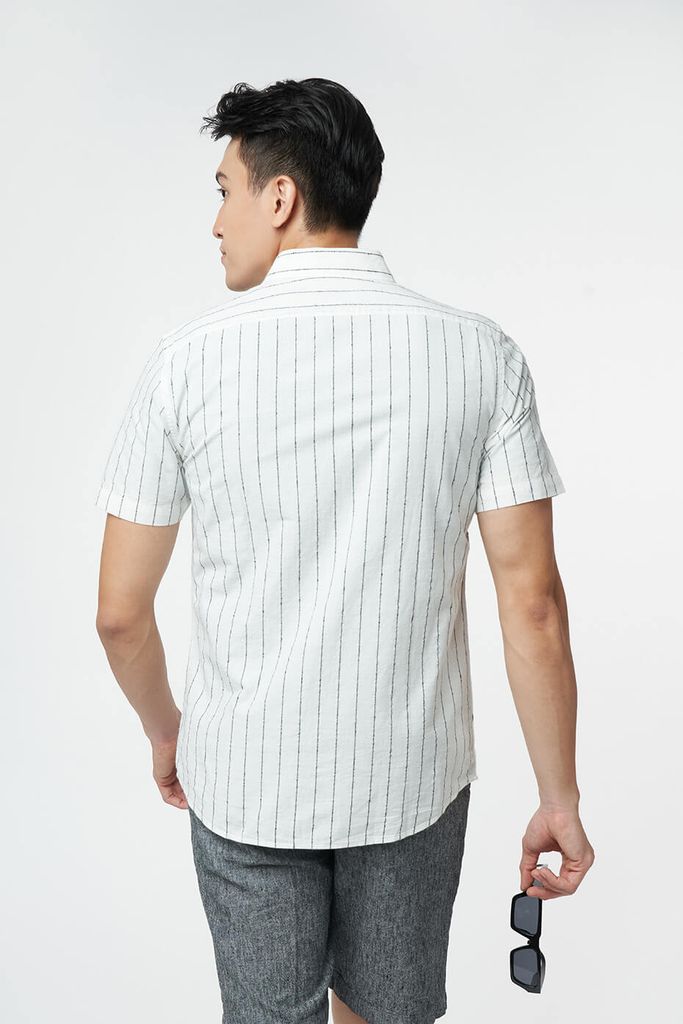 Áo sơ mi sọc Nam tay ngắn NINOMAXX 2101004