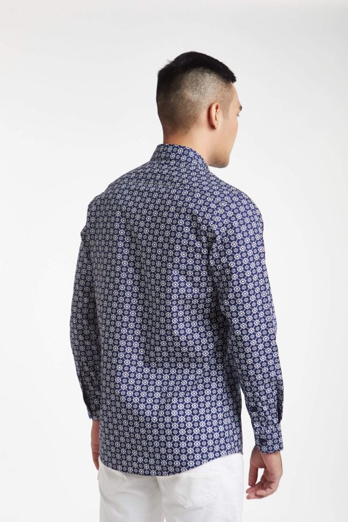 Áo sơ mi in họa tiết Nam cotton N&M 1910181