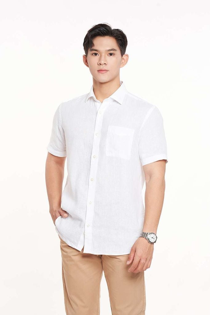 Áo Sơ Mi Basic Nam Linen Ninomaxx 2311019