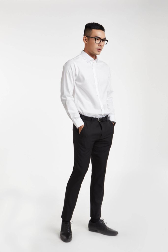 Áo sơ mi trắng Nam cotton form slim N&M 1909042