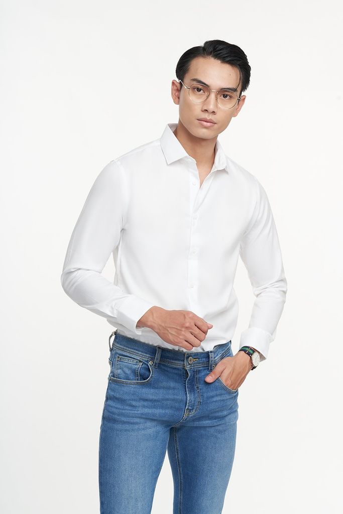 Áo sơ mi trắng Nam cotton N&M Club 2104111