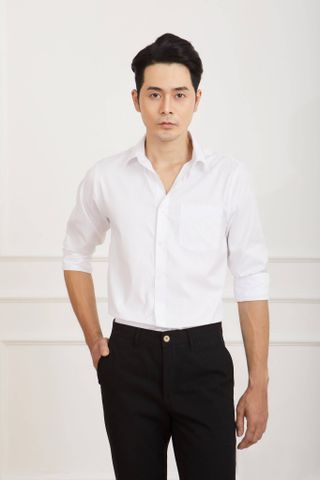 Áo sơ mi nam Uniqlo Nhật vải cotton chống nhăn màu trắng kẻ sọc xám 02  LightGray  UNI JAPAN