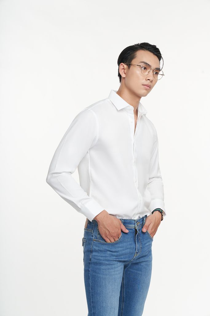 Áo sơ mi trắng Nam cotton N&M Club 2104111