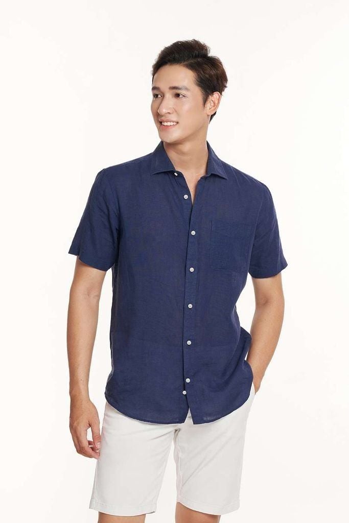 Áo Sơ Mi Basic Nam Linen Tay Ngắn Ninomaxx 2311019