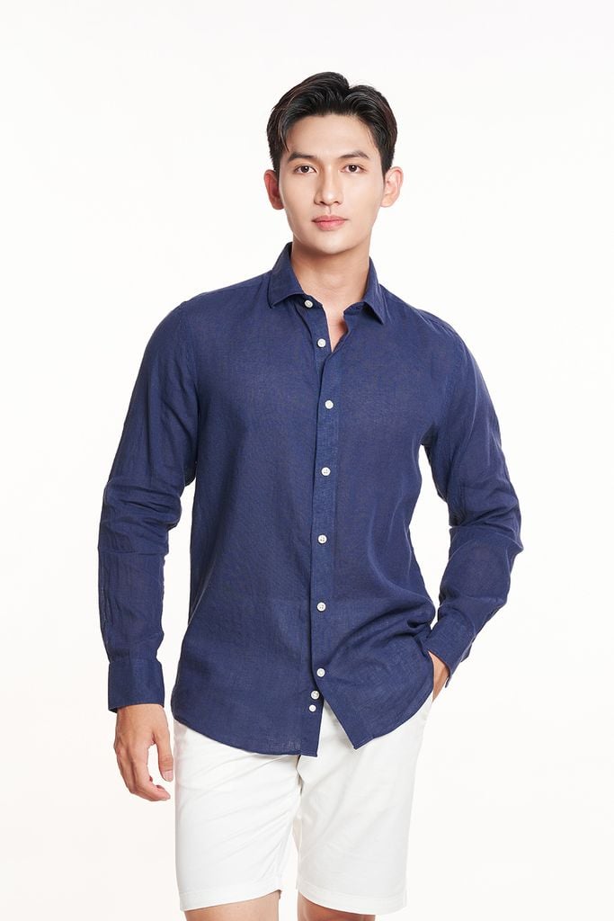 Áo Sơ Mi Basic Tay Dài Nam Linen  Ninomaxx 2311018