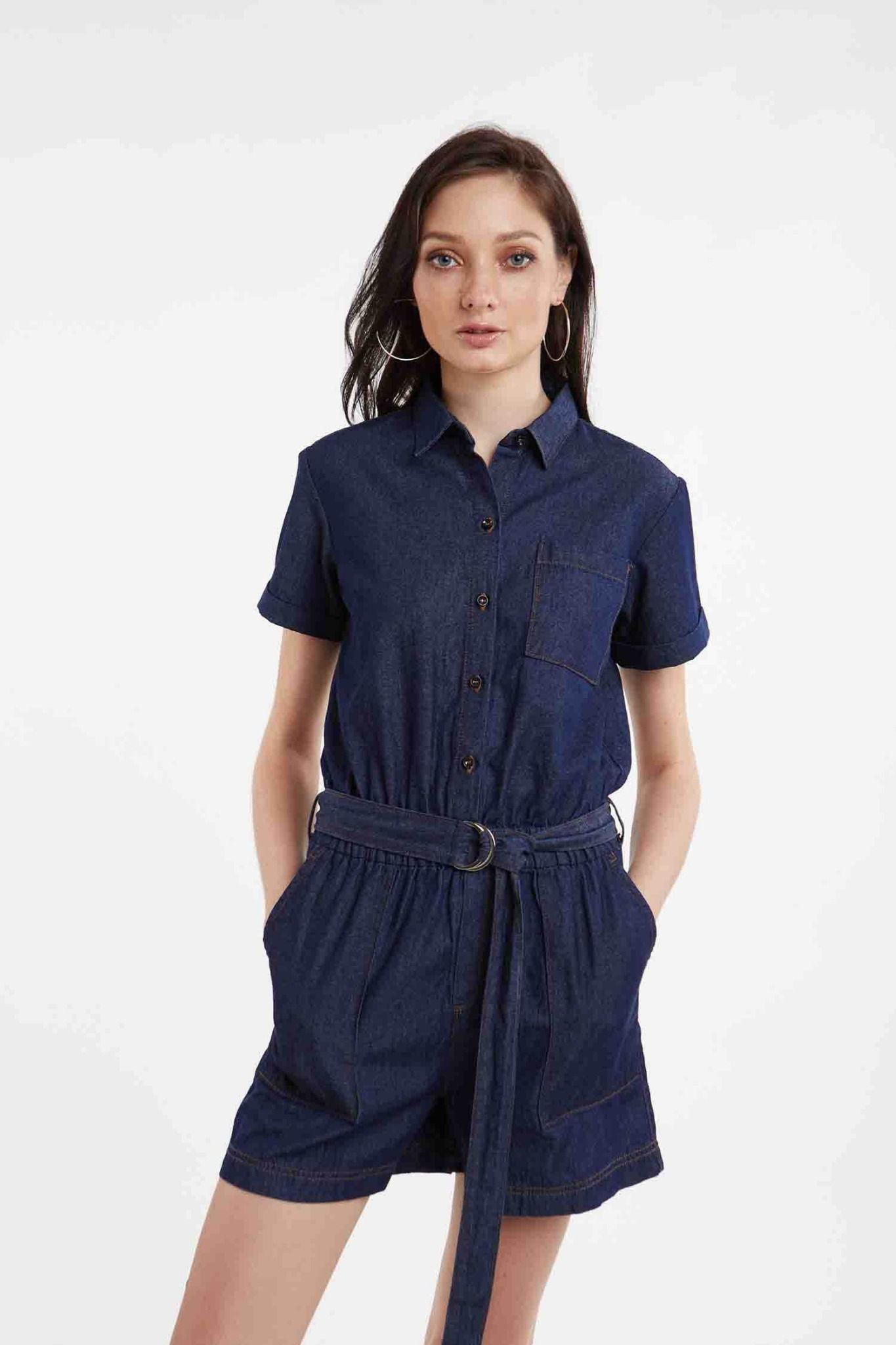 Bộ jumpsuit Jean Nữ tay ngắn NINOMAXX 2008027