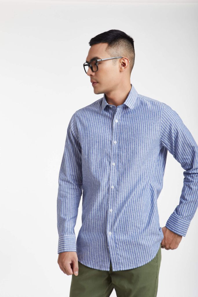 Áo sơ mi Nam tay dài cotton linen N&M 1909115