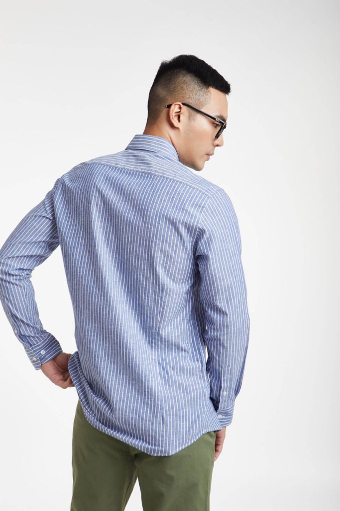 Áo sơ mi Nam tay dài cotton linen N&M 1909115