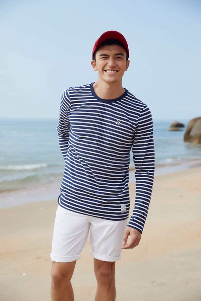 Áo thun sọc Nam tay dài NINOMAXX 2005015