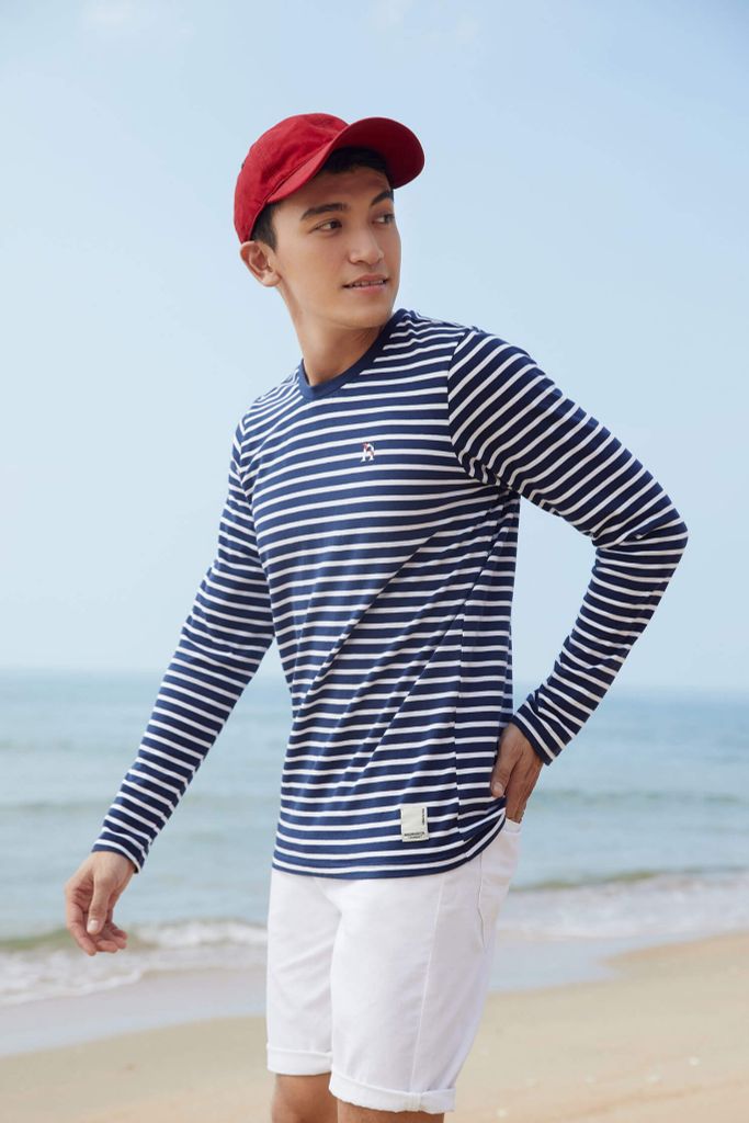 Áo thun sọc Nam tay dài NINOMAXX 2005015