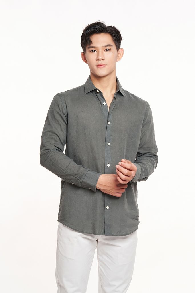 Áo Sơ Mi Basic Tay Dài Nam Linen  Ninomaxx 2311018
