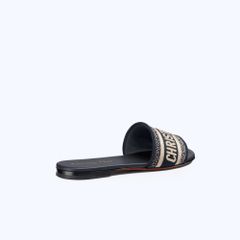 DEEP BLUE DWAY EMBROIDERED COTTON SLIDE