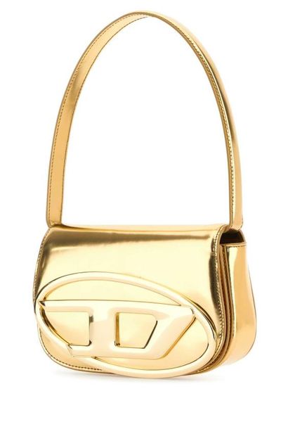 SHOULDER BAG IN MIRORED LEATHER GOLD