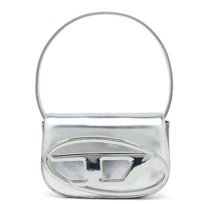 SHOULDER BAG IN MIRORED LEATHER SILVER