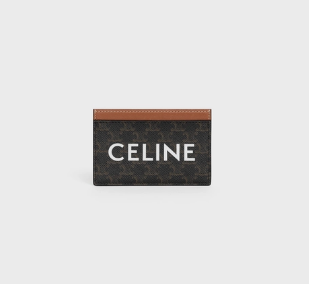 CARD HOLDER IN TRIOMPHE CANVAS WITH CELINE PRINT TAN