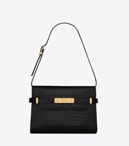 MANHATTAN SMALL SHOULDER BAG IN SHINY CROCODILE-EMBOSSED LEATHER