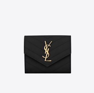 CASSANDRE MATELASSÉ COMPACT TRI FOLD WALLET IN GRAIN DE POUDRE EMBOSSED LEATHER