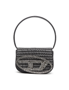 DIESEL 1DR LOGO-PLAQUE TOP DENIM SHOULDER BAG