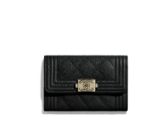 BOY CHANEL FLAP CARD HOLDER BLACK
